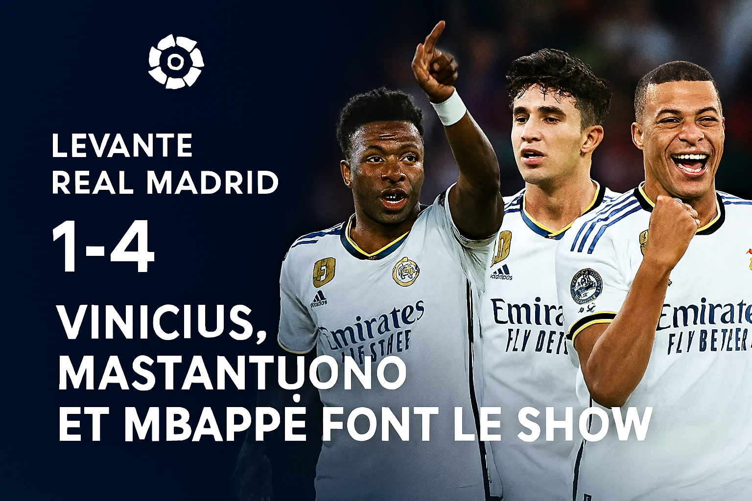 Real Madrid (1-4) : Mbappé, Vinicius et Mastantuono font le show