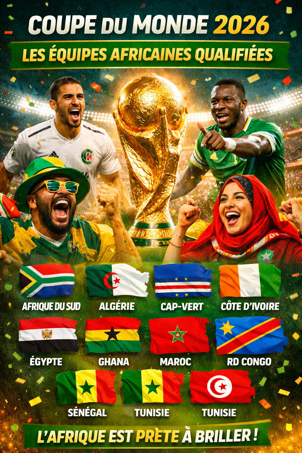 équipes africaines qualifiées coupe du monde 2026 football