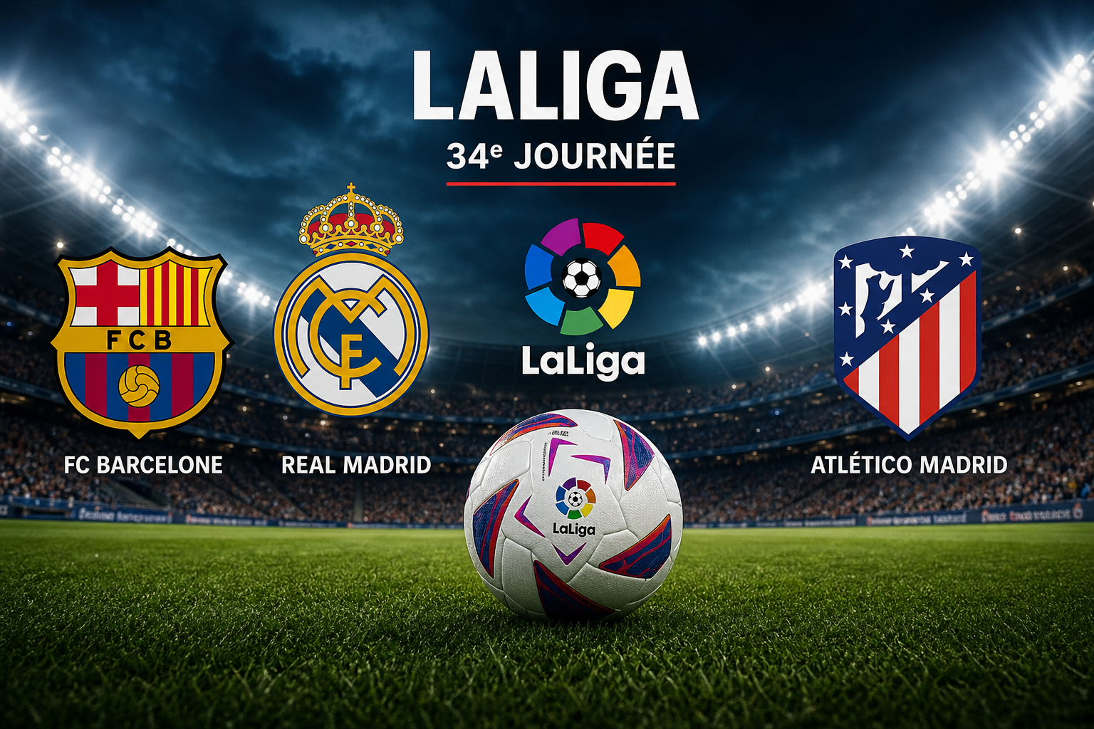 Résumé de la 34e journée de LaLiga 2026 avec Barcelone, Real Madrid et Atlético Madrid