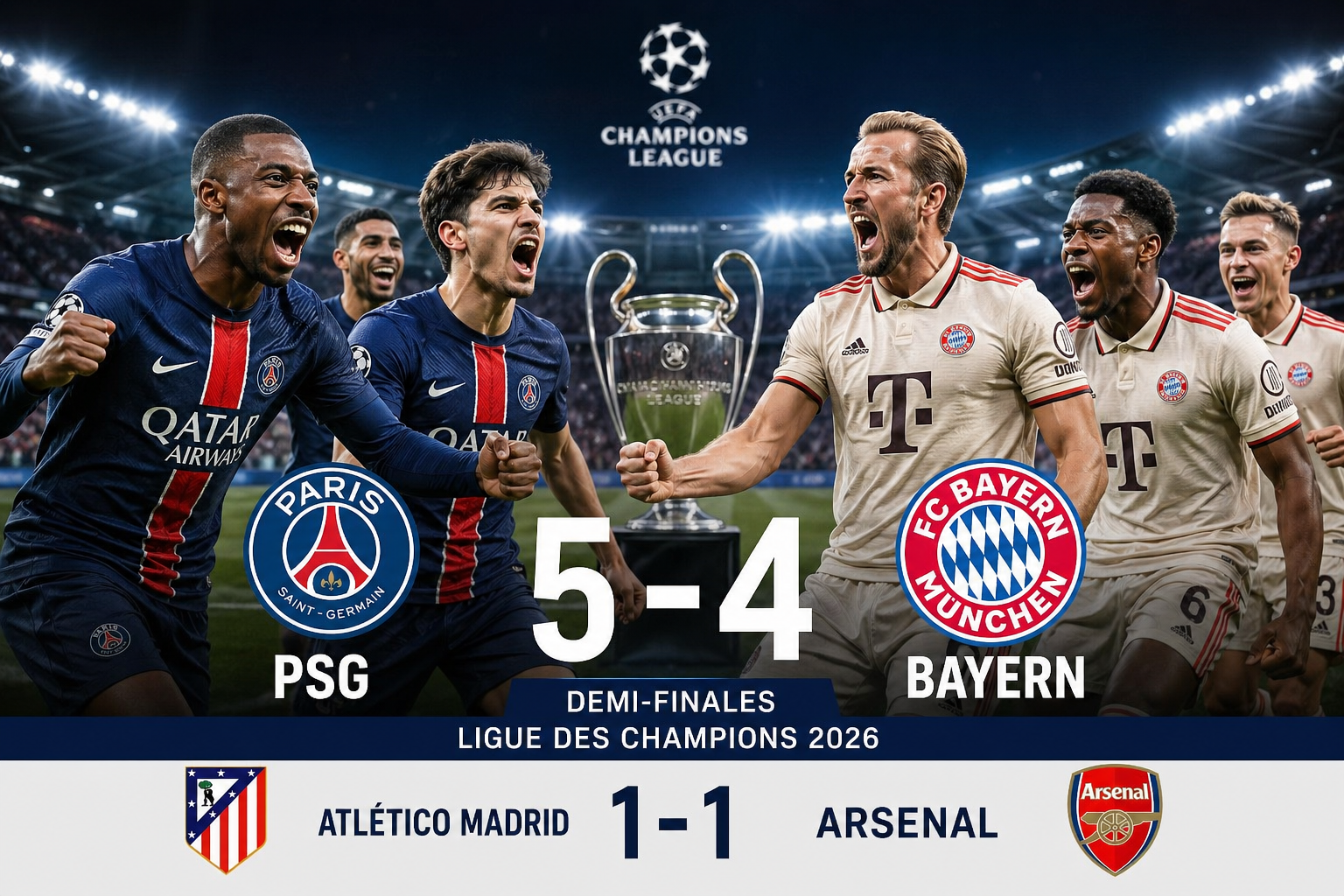 PSG vs Bayern Munich demi finale Ligue des Champions 2026 score 5-4